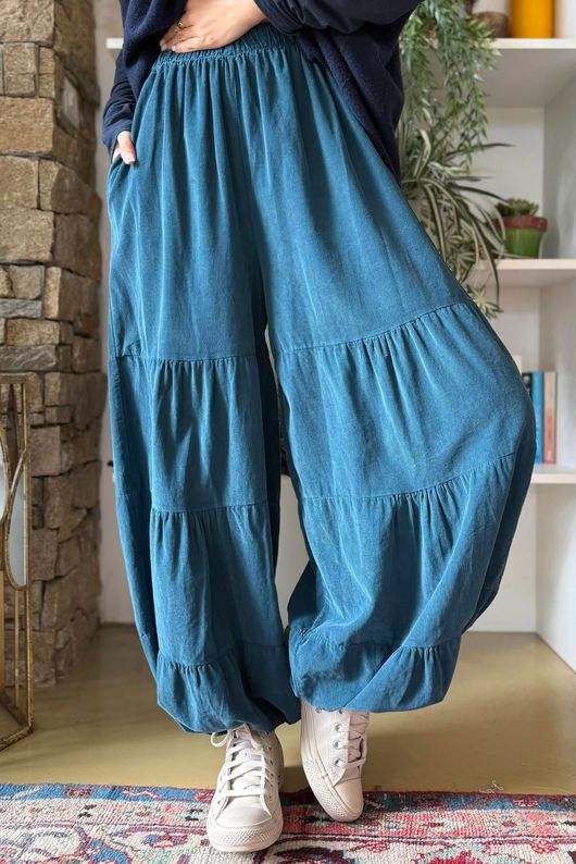 Basso Baby Cord Tiered Cuff Pant Deep Teal